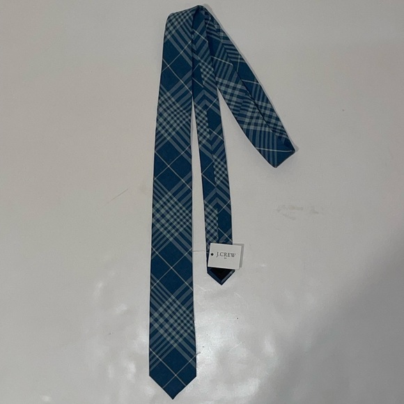 J.Crew Blue Pattern Plaid Tie - Picture 1 of 7